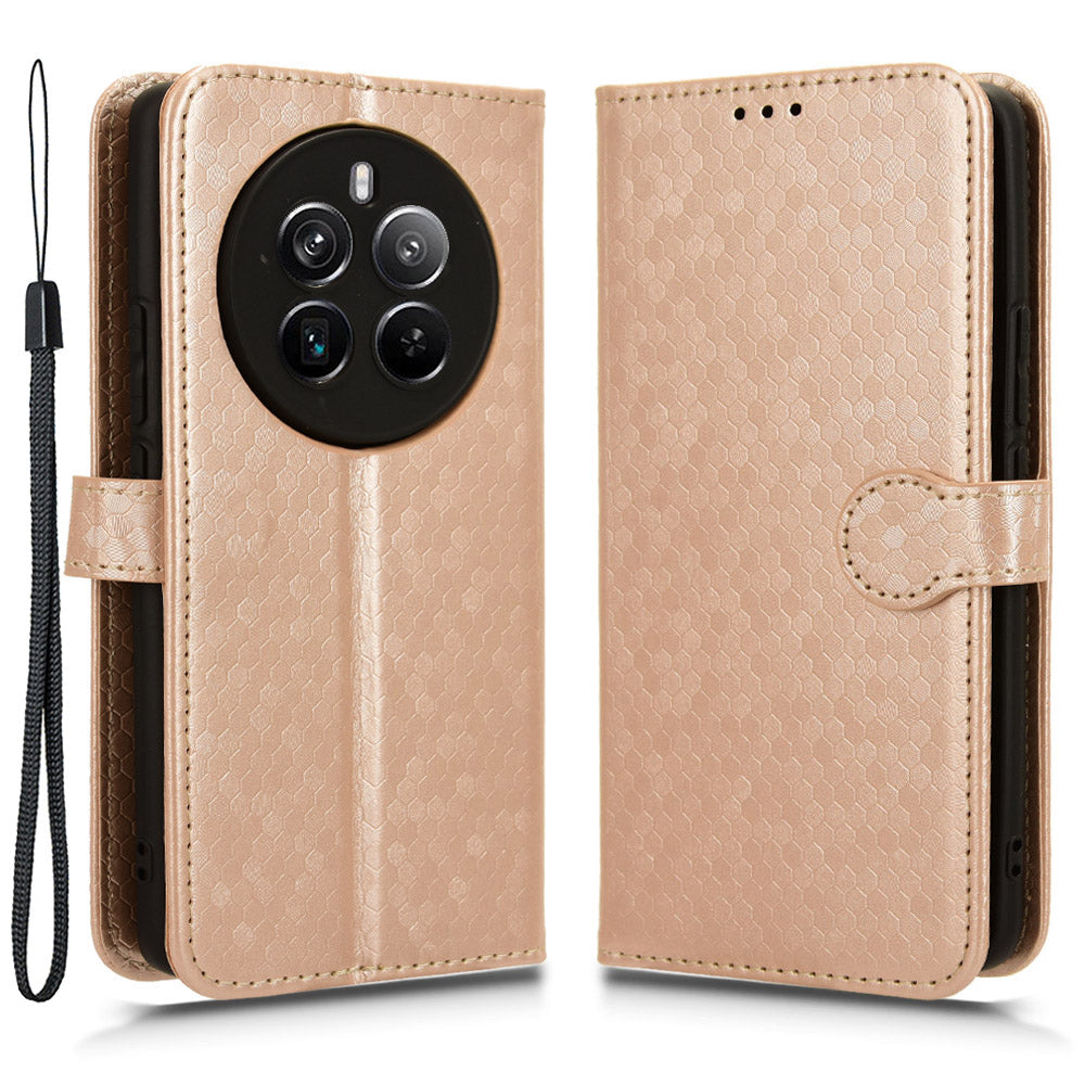 For Realme 12+ 5G Case Dots Imprinted PU Leather Mobile Phone Cover with Viewing Stand For Realme 12+ 5G Case Dots Imprinted PU Leather Mobile Phone Cover with Viewing Stand